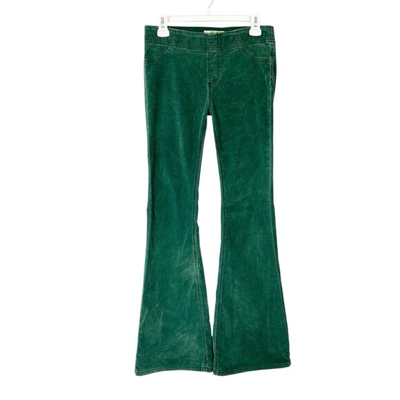 Free People Pull On Corduroy Flare Pants Women’s Size 28 Green We The Free - Picture 1 of 10
